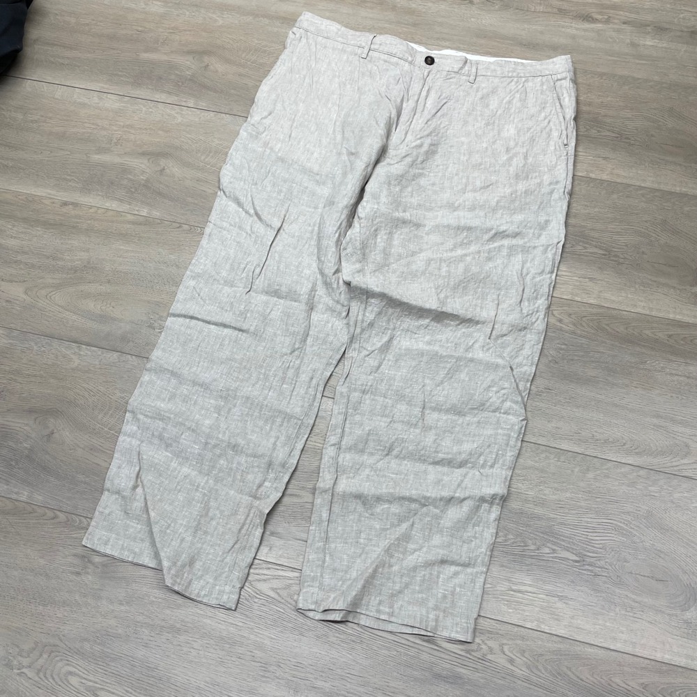 Quince European Linen Trousers Mens 40x30 Flax Tan Straight Leg Pants